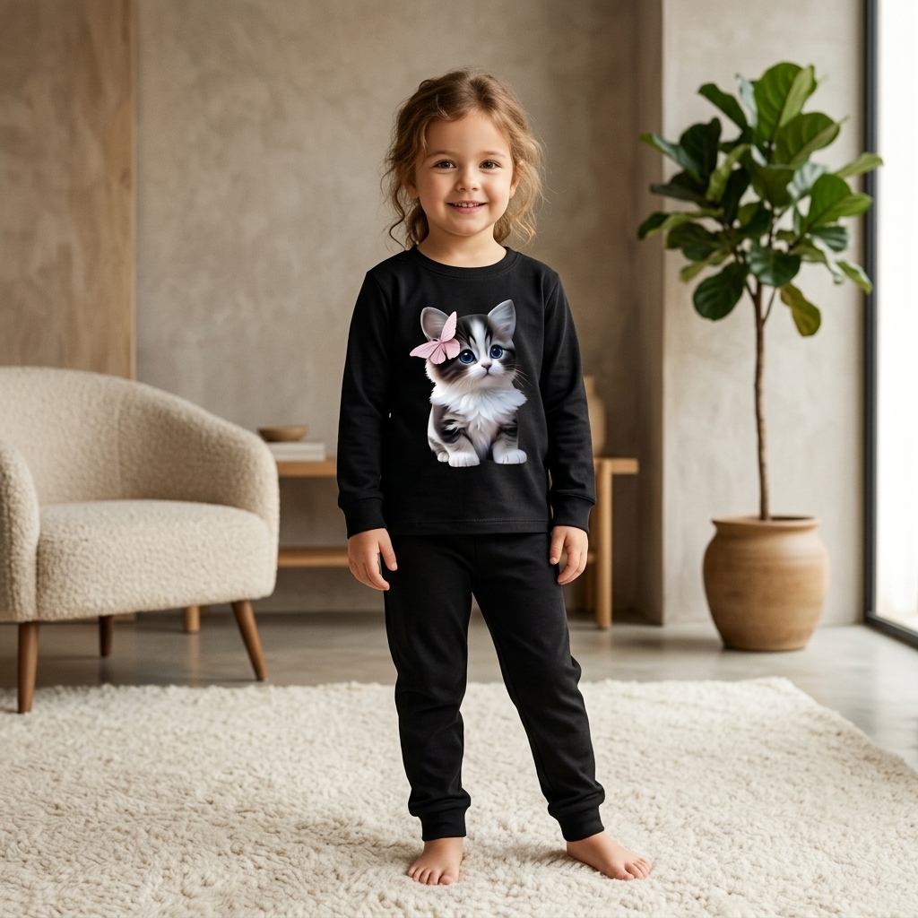 Premium Kids Long Sleeve T-Shirt & Matching Pajama Pants 2-Piece Sleepwear Set