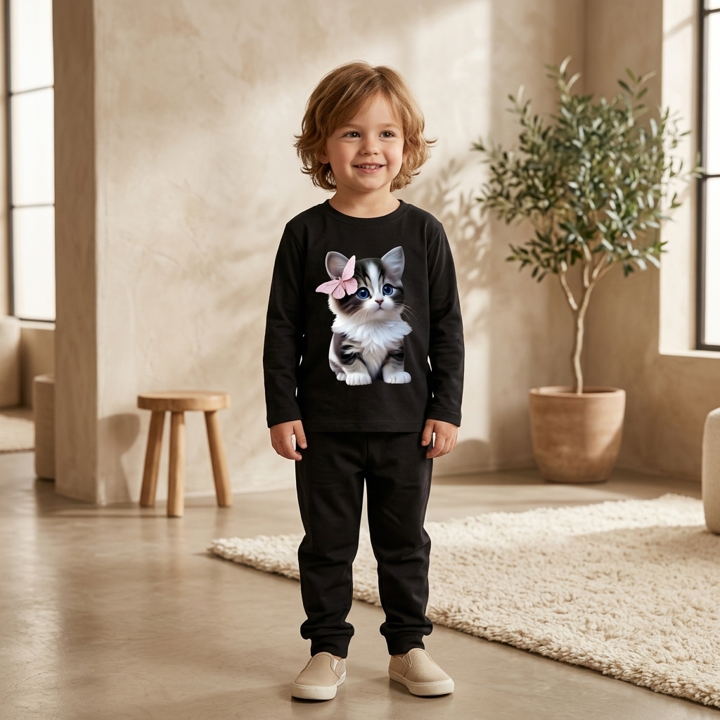 Premium Kids Long Sleeve T-Shirt & Matching Pajama Pants 2-Piece Sleepwear Set