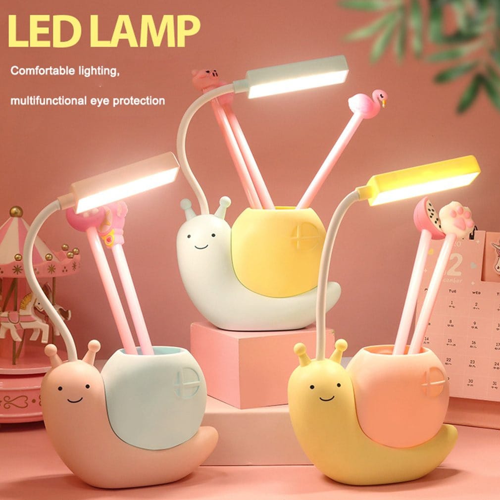 Snail Shape LED Desk Lamp with Pen Holder!