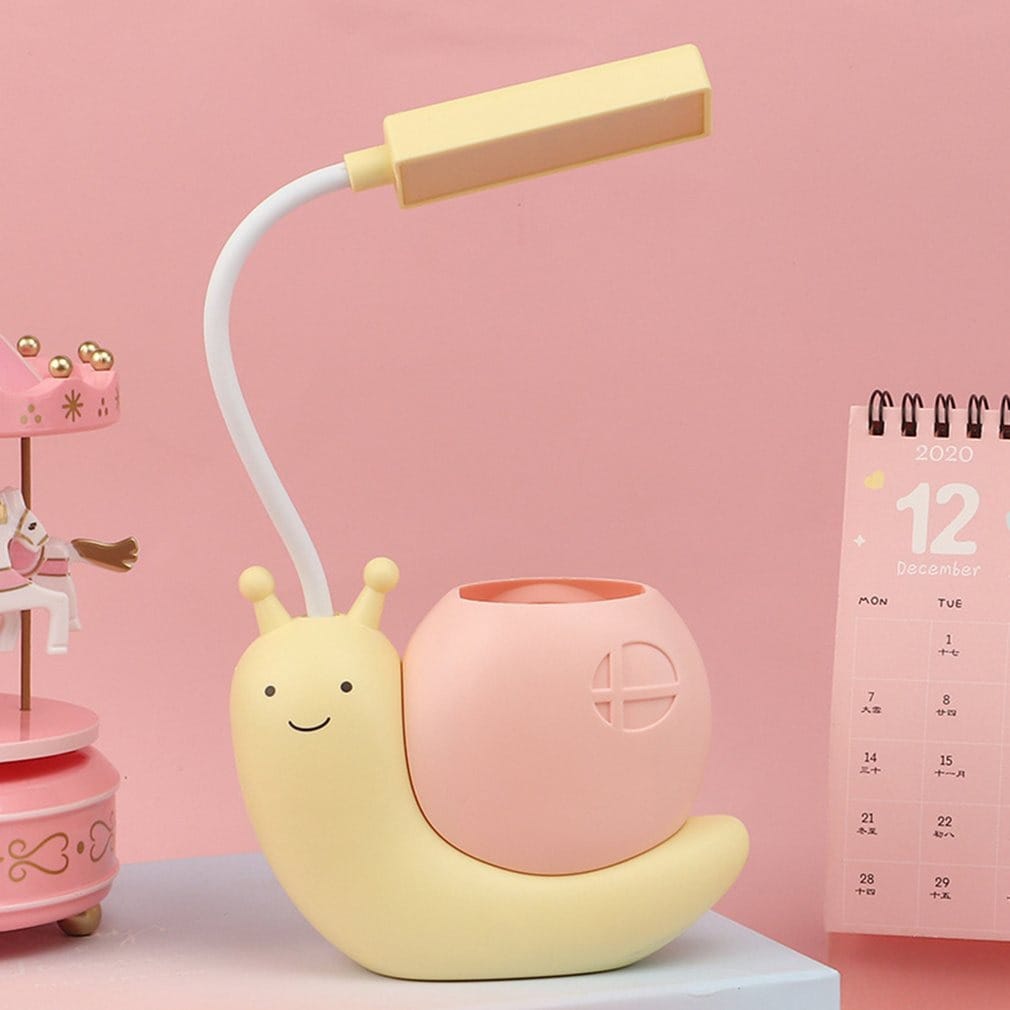 Snail Shape LED Desk Lamp with Pen Holder!